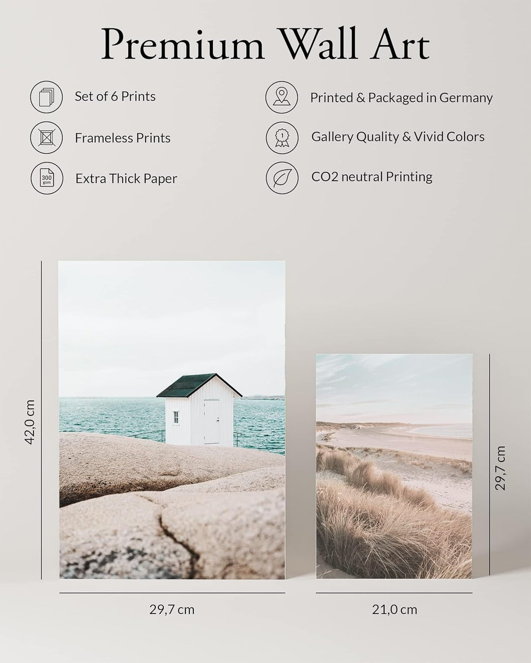 Heimlich® Premium Poster Set OHNE Bilderrahmen | 2 x DIN A3 & 4 x DIN A4 - ca. 30x42 & 21x30 | Stilv