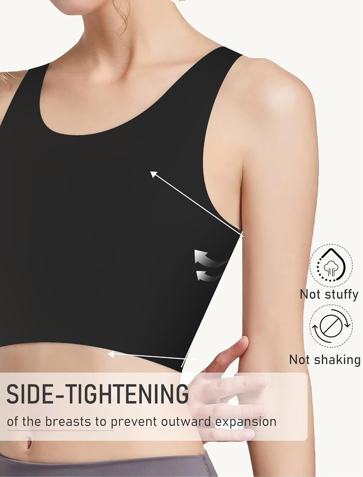 XUJI Binder Trans FTM Brust Binder Transgender Nahtloser Kompression BH L Schwarz, L Schwarz