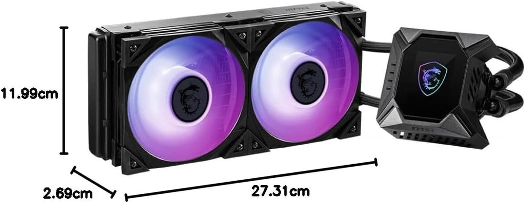 MSI MPG CORELIQUID K240 V2 AIO CPU Wasserkühlung - LCD-Pumpe mit 60mm-Lüfter, 2 x 120mm ARGB-Lüfter,