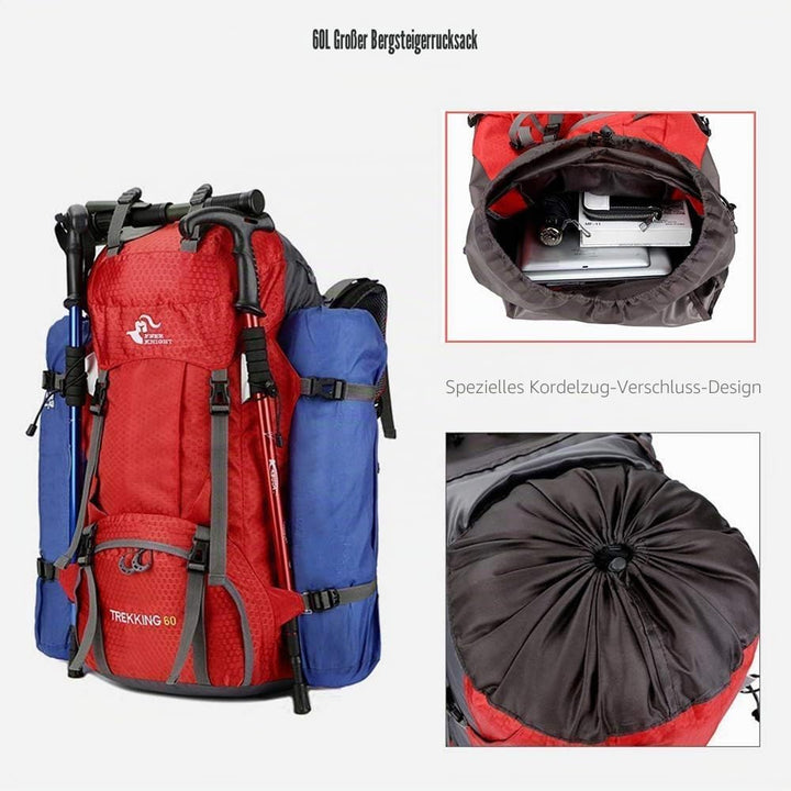 Bseash 60L Wasserdichter leichter Wanderrucksack mit Regenschutz, Outdoor Sport Tagesrucksack Multif