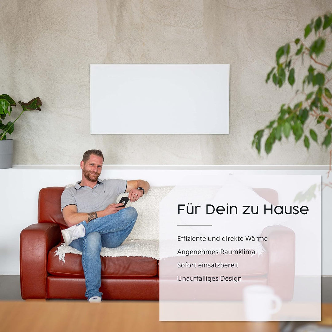 Infrarot Heizung mit Digitalthermostat 130, 300, 450, 600, 800, 1000 Watt Elektroheizung mit Stecker