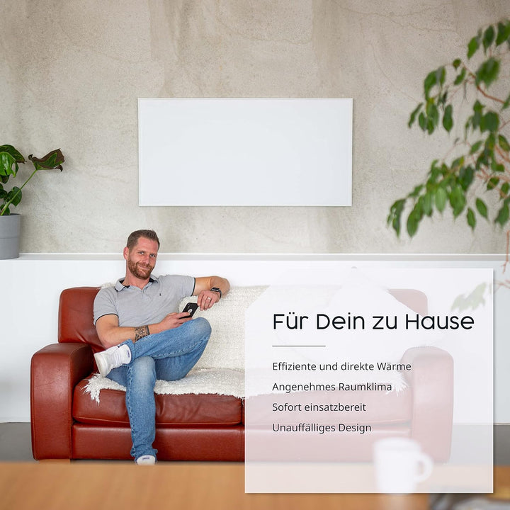 Infrarot Heizung mit Digitalthermostat 130, 300, 450, 600, 800, 1000 Watt Elektroheizung mit Stecker