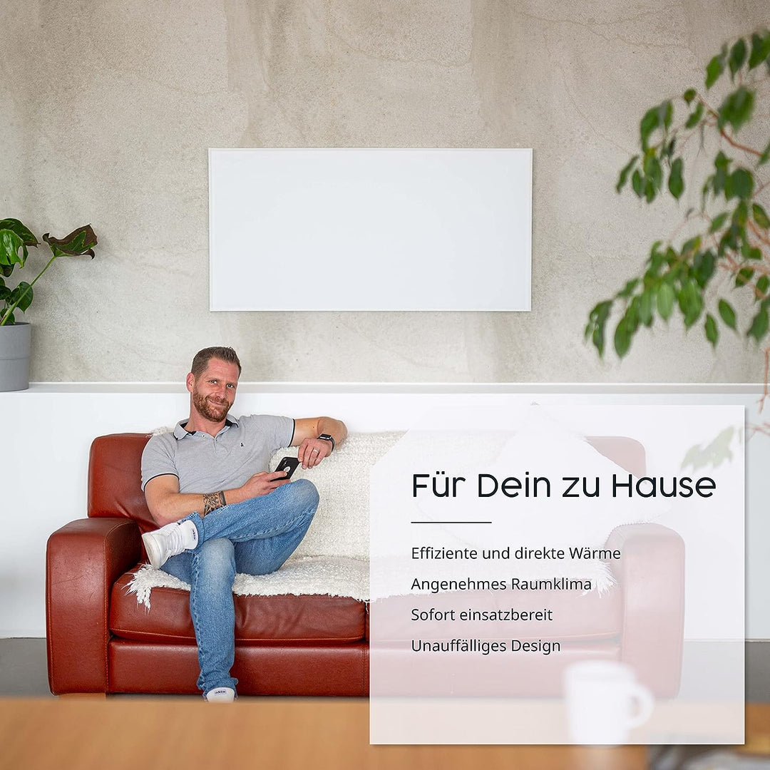 Infrarot Heizung mit Digitalthermostat 800 Watt Elektroheizung mit Stecker für Steckdose - 5 Jahre H