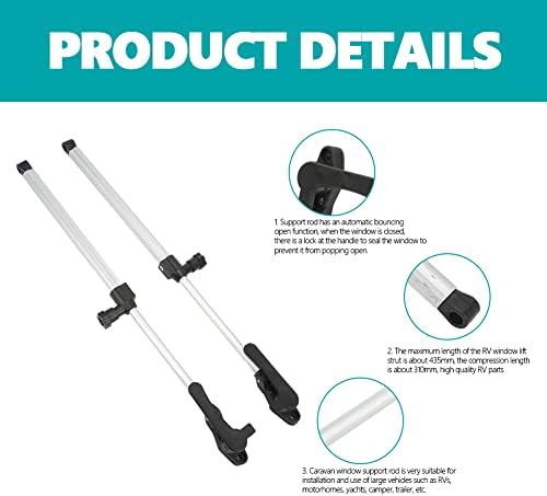 Keenso Wohnmobil Fenster Stützstange, 2 Stück RV Fenster 310mm-435mm Teleskop Stützstange RV Fenster