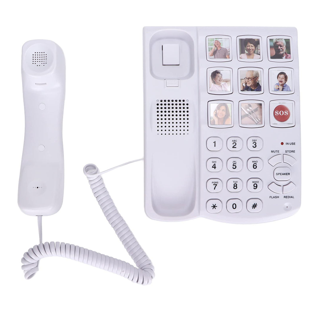 Grosses Tastentelefon für Senioren, LD-858HF Schnurgebundenes Festnetztelefon mit SOS-Taste Vorgespe