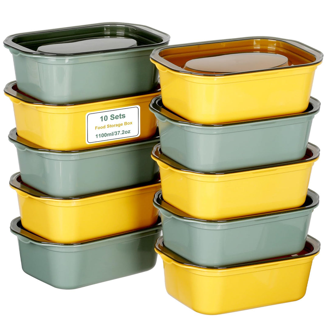 VINATO Frischhaltedosen mit Deckel 10er Set – 1100ml Gefrierdosen aus BPA-freiem PP, stapelbare Vorr