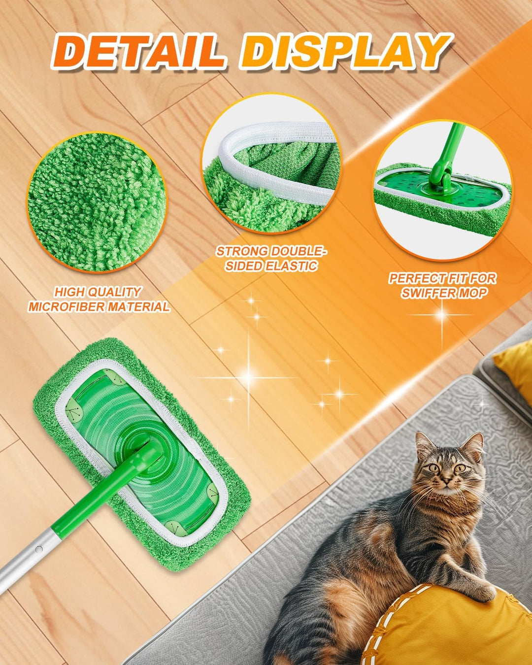 Wiederverwendbare Bodentücher für Swiffer Bodenwischer, Waschbar für Swiffer Bodentücher mit Waschbe