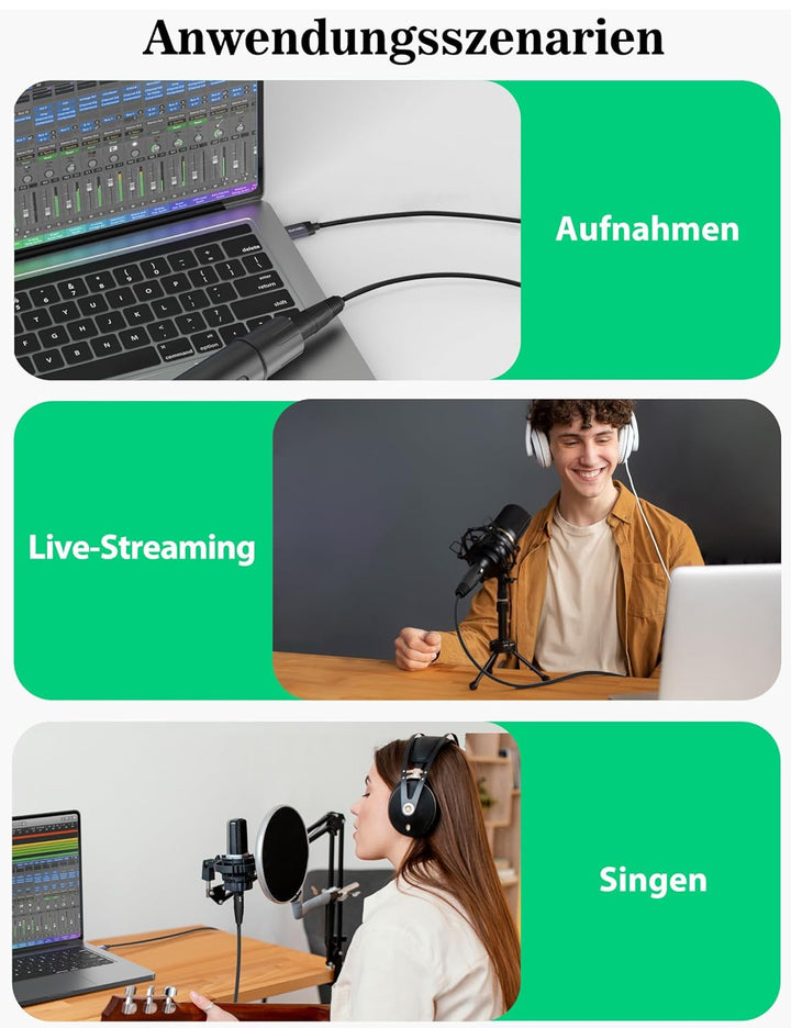 DuKabel XLR auf USB Adapter Type A Stecker auf XLR Buchse Mikrofonkabel für Aufnahmen, Live-Übertrag