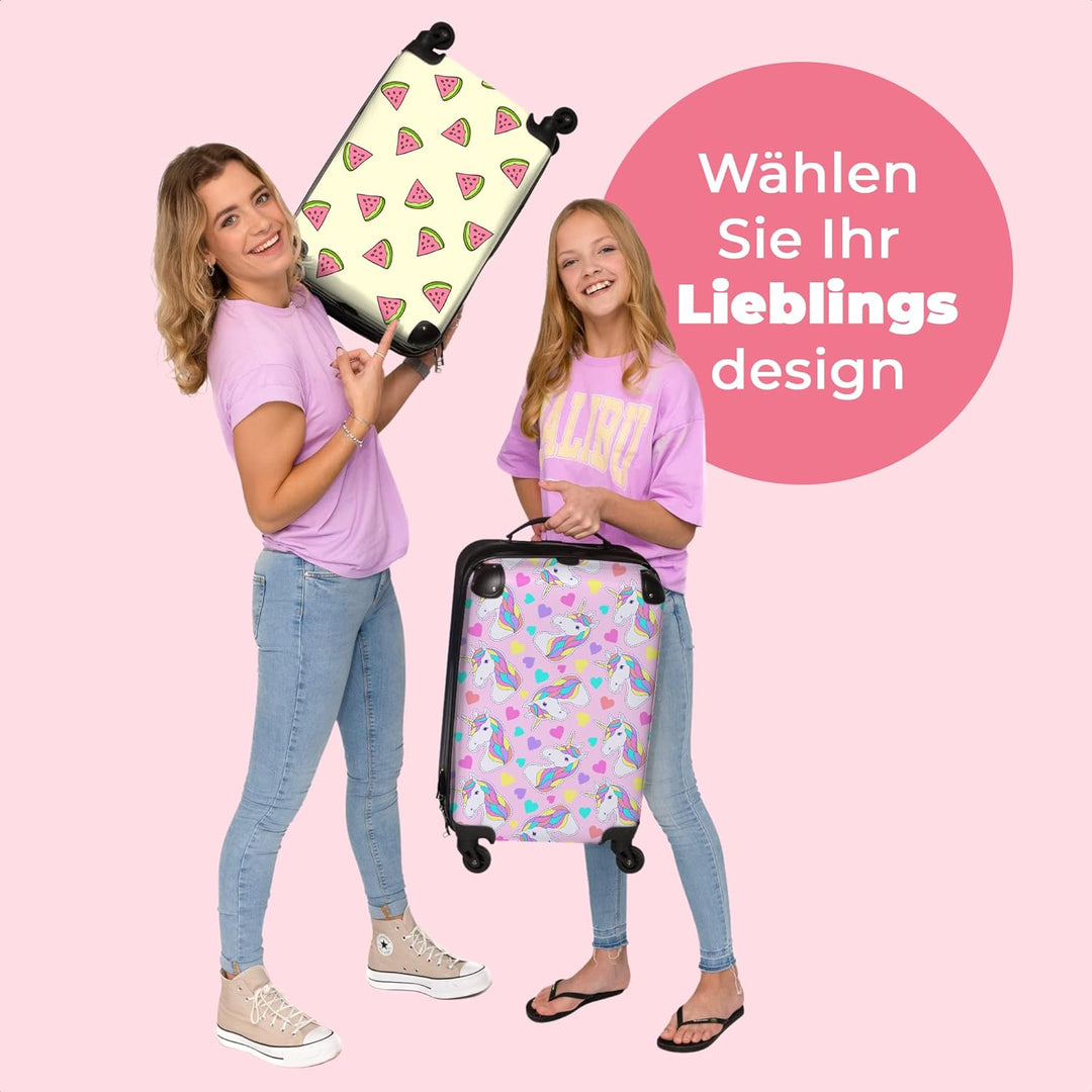 NoBoringSuitcases.com® Reisekoffer Kinder Mädchen Handgepäck Koffer Klein Hartschalenkoffer Pink - M