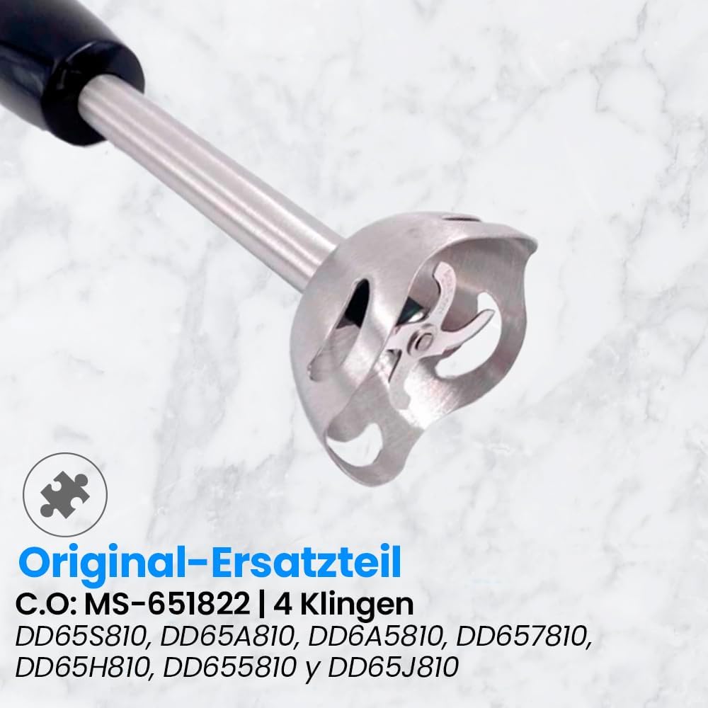 ANAKEL HOME Ersatzmixerarm MS-650444, kompatibel mit Moulinex QuickChef Stabmixer, Edelstahl, 4 Klin