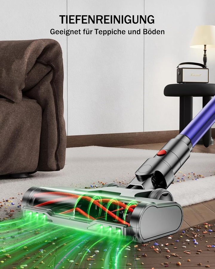 AOLOKO Akku Staubsauger, 50000Pa/580W/70Mins Staubsauger Kabellos mit 1,8L Grosser Staubbecher, Wand