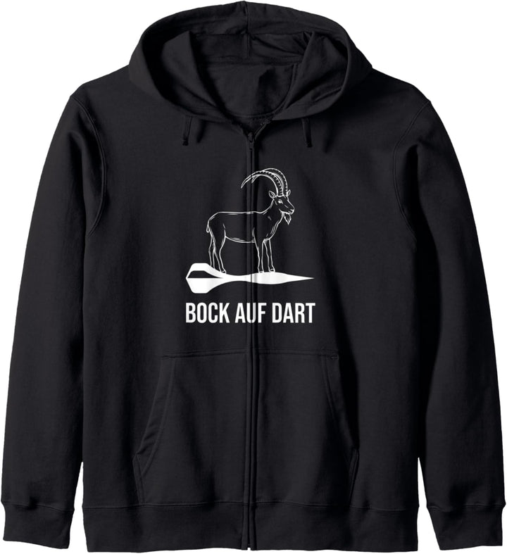 Bock auf Dart Steinbock Darts Spieler Dartpfeil Spruch Kapuzenjacke