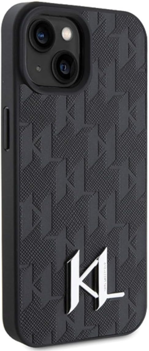 Karl Lagerfeld KLHCP15SPKLPKLK Hülle für iPhone 15 6.1" Schwarz hardcase Leather Monogram Hot Stamp
