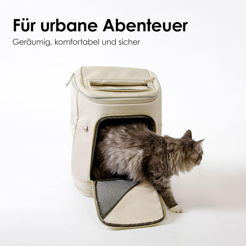 LucyBalu® HOP-ON Premium Katzenrucksack mit Fenster | Katzentransporttasche | Katzenbox | Katzen Tra