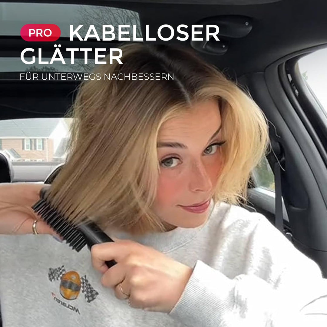 TYMO Porta Glättbürste Kabellose PRO, Mini-Haarglätterbürste, Tragbare Glättbürste für Reisen, Negat