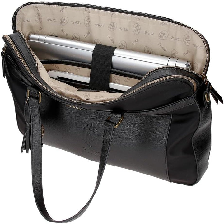 El Potra Wolle, lässig, schwarz, 22 x 25 x 10 cm, Polyester und PU, Schwarz, Lässiger Rucksack PC-Ak