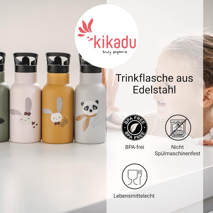 kikadu Trinkflasche Hase Rosé - Kindergeschirr, BPA-frei, mit niedlichen Aufdrucken, Fassungsvermöge