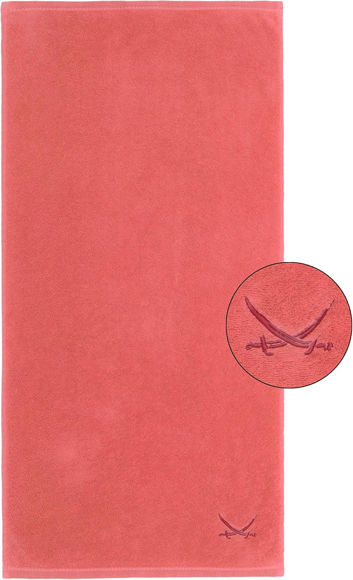 Sansibar Handtuch 6er Set 50x100 cm 100% Baumwolle mit gesticktem Säbel Logo Badtuch Coral 6er Set C