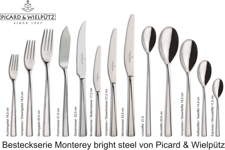 Picard & Wielpütz Fischmesser - 6 Stück - Geschenk Box - Monterey Fisch Messer Set, Fisch Messer Set