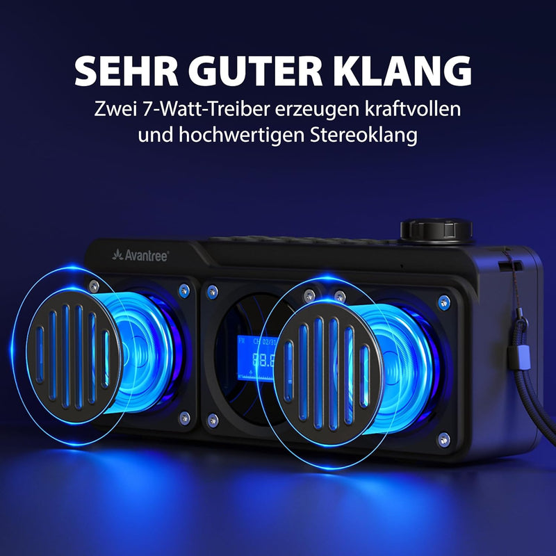 Avantree Boombyte - FM Kleins Radio mit Bluetooth Lautsprecher Tragbares mit kraftvollem Sound, Ster