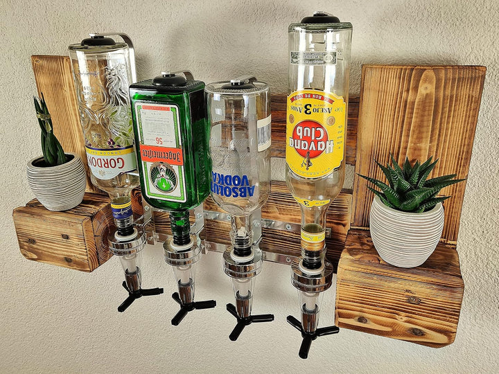 Schnapsbar mit Getränkespender Wandbar mit Flaschenhalter Weinregal aus Palette Weinbar aus Holz 4 D