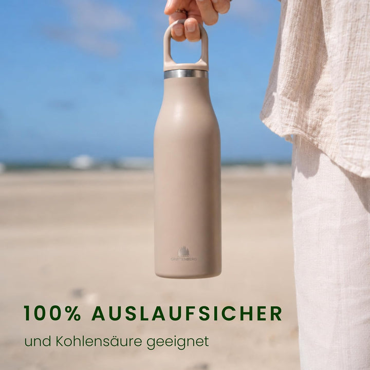 Groenenberg Trinkflasche Edelstahl 500ml oder 750ml | 100% Auslaufsicher | Thermosflasche Kohlensäur