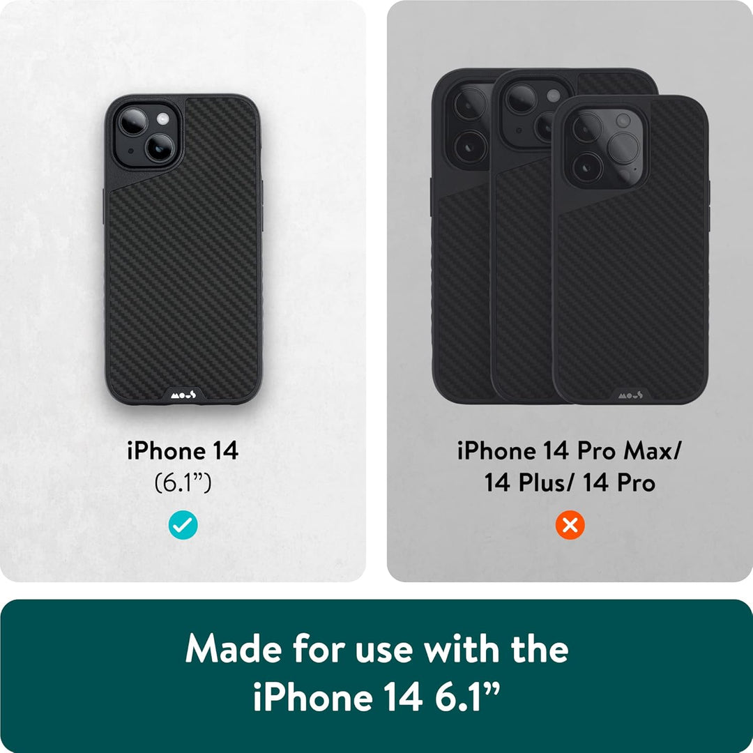 Mous - Hülle für iPhone 14 - Carbonfaser - Limitless 5.0 - Handyhülle iPhone 14 MagSafe-Kompatibel C