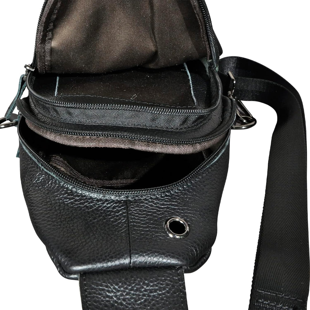 Le’aokuu Herren Echtes Leder Hüfttasche Brusttasche Bauchtsche Crossbody Bag Sling Bag Schultertsche