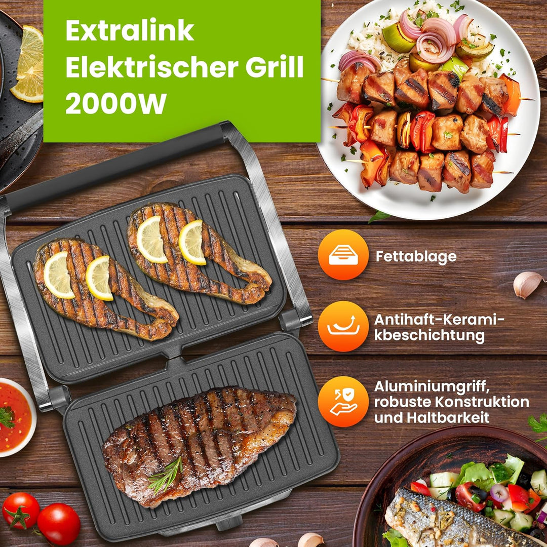 Extralink Smart Life Elektrogrill 2000W, Antihaft-Oberfläche, zweiseitige Beheizung, einstellbare Te