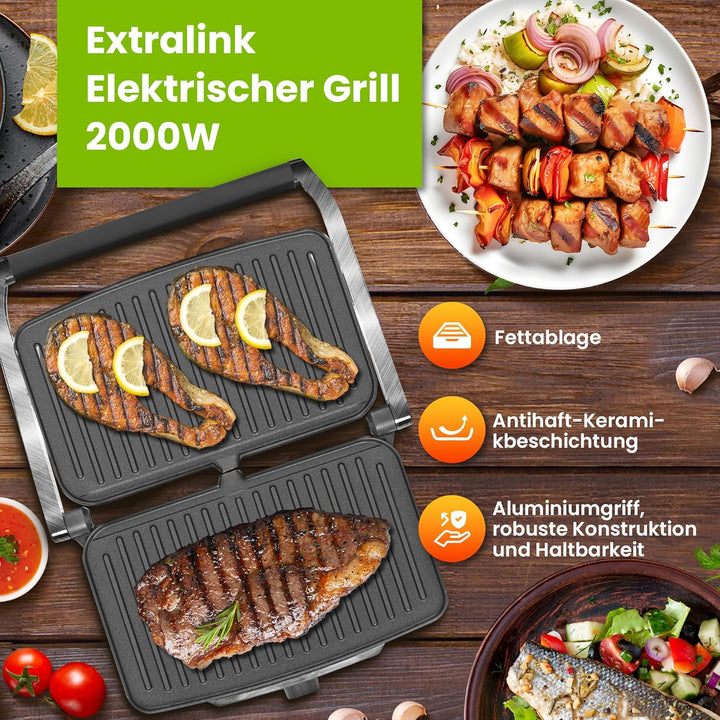 Extralink Smart Life Elektrogrill 2000W, Antihaft-Oberfläche, zweiseitige Beheizung, einstellbare Te