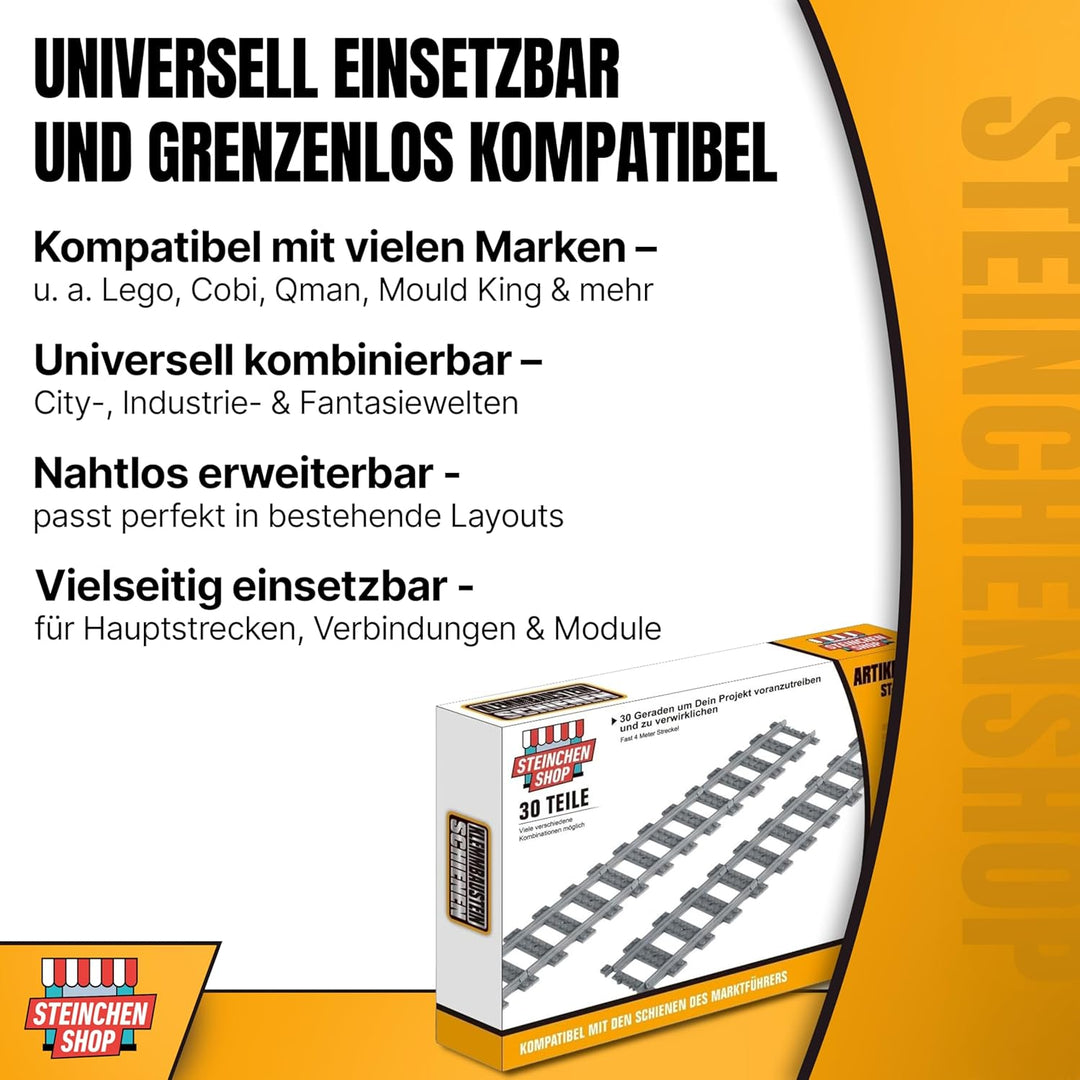 Steinchenshop City Bausteine 30 Gerade Schienen für den Zug kompatibel mit dem Marktführer ST-98004