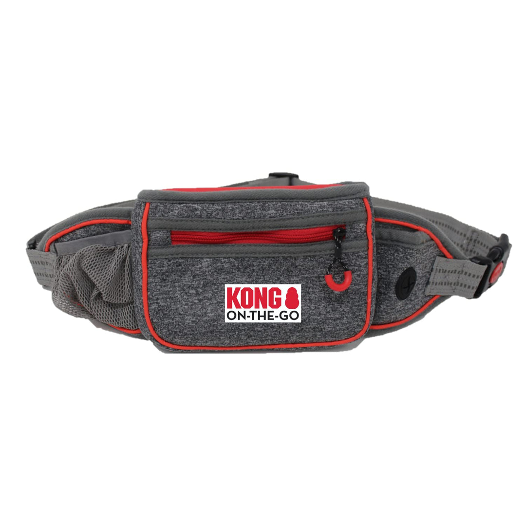 KONG Leckerlibeutel für Hunde in grau I Bauchtasche Hundetraining mit reflektierendem Gurt & Kotbeut
