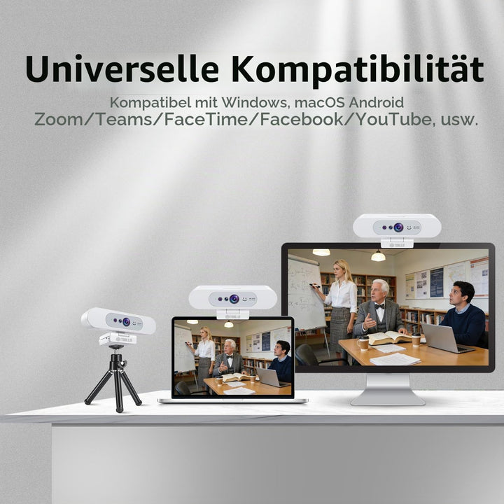 TOALLIN 4K UHD Webcam für PC, Windows Hello kompatible Kamera, Gesichtserkennung, Autofokus, integri