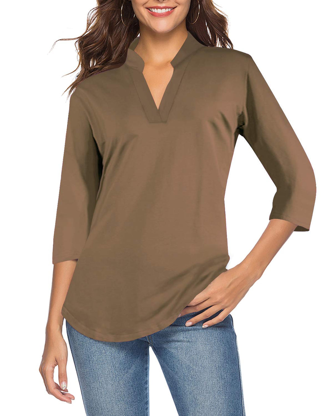 CEASIKERY Damen Shirt Tunic Shirt Tunic S Braun, S Braun
