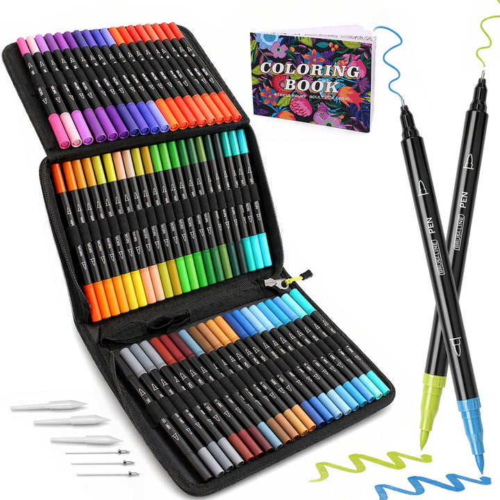 Laconile 72 Filzstifte Set für Malbücher für Erwachsene, Dual Brush Pens Färbemarker für Kinder Kall
