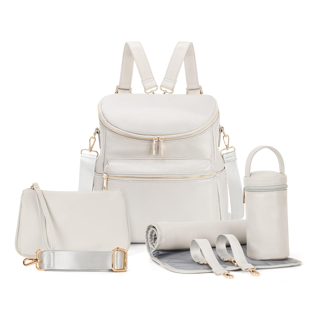 Minsong Diaper Bag Backpack, Fashion Leather Mommy Backpacks, Travel Baby Diaper Bags with in Bag Or