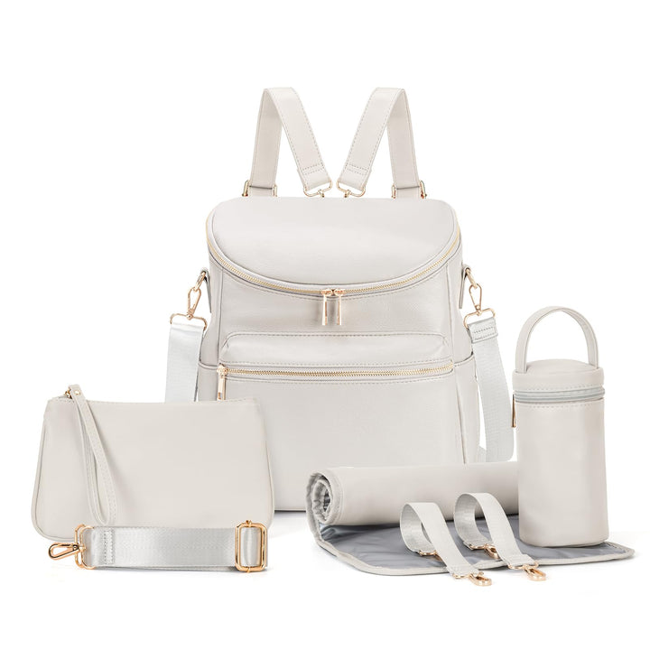 Minsong Diaper Bag Backpack, Fashion Leather Mommy Backpacks, Travel Baby Diaper Bags with in Bag Or