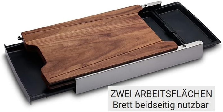 Schneidbox Nussbaum - Schneidebrett Mit 4 Auffangschalen Im Edelstahlkasten Inkl. Wechselbrett - Pat