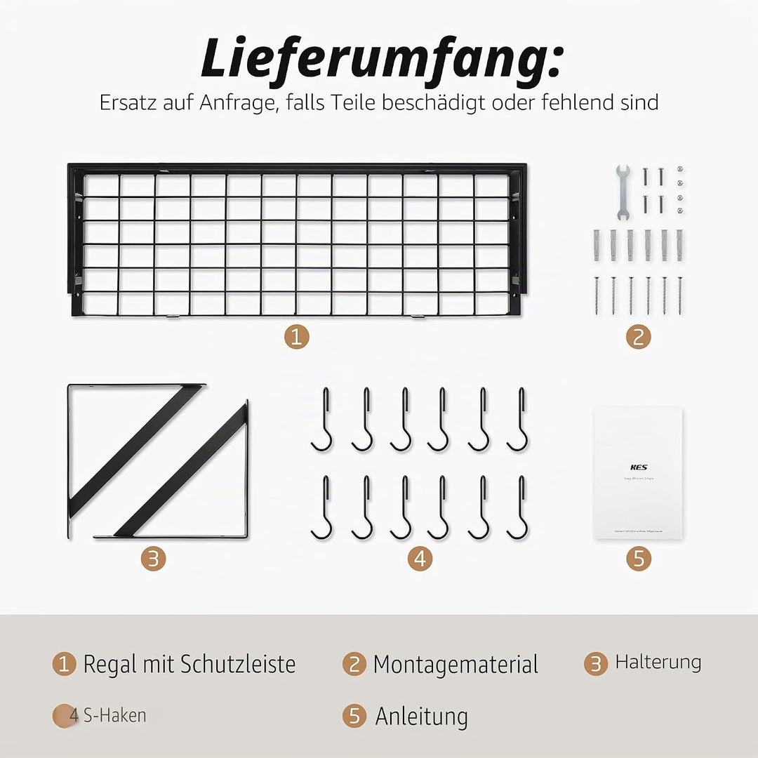 KES Küchenutensilienhalter Pfannenhalter Küchenregal Küche mit 12 Haken Hängeregal Gewürz Pfanne Reg
