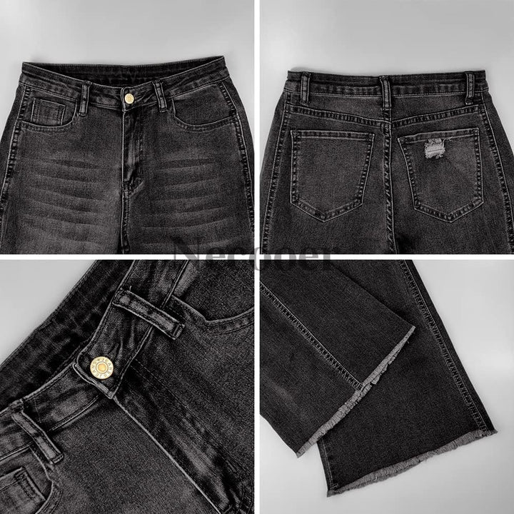 Necooer Skinny Jeans Für Damen Boyfriend-Jeans Mit Hoher Taille Und Lockerer Passform S B-schwarz, S