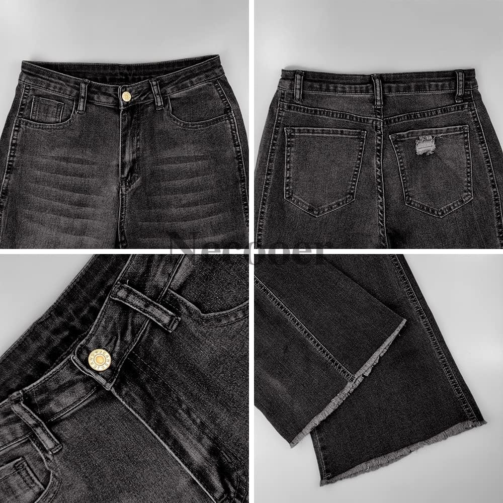 Necooer Distressed Jeans Für Damen Bell Bottom Jeans Für Damen Stretch Skinny Denim Jeans Mit Hoher
