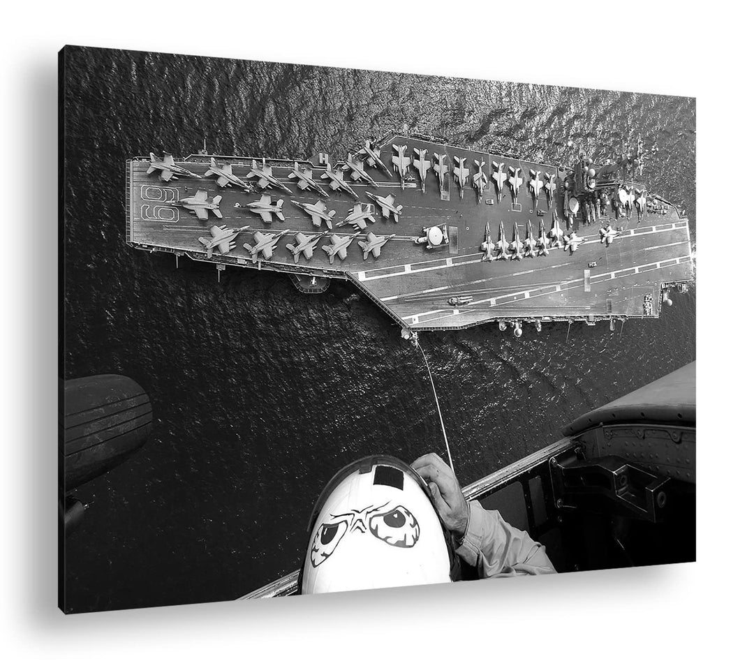 Flugzeugträger der Marine Format: 80x60 Effekt: Schwarz&Weiss als Leinwandbild, Motiv fertig gerahmt