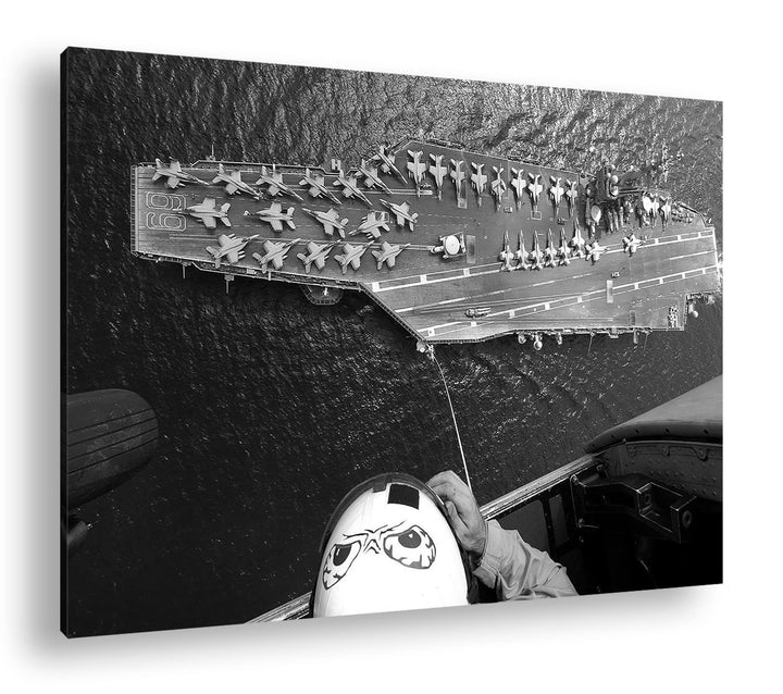 Flugzeugträger der Marine Format: 80x60 Effekt: Schwarz&Weiss als Leinwandbild, Motiv fertig gerahmt