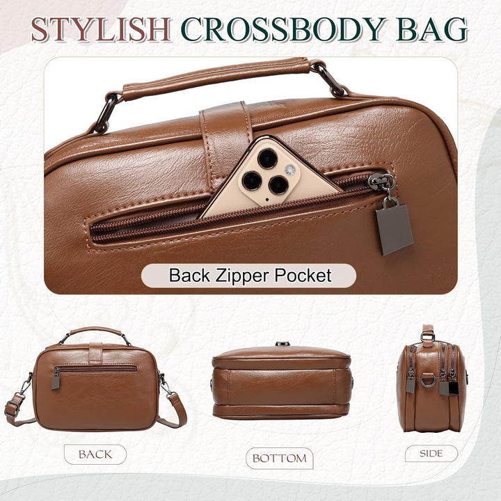Kasgo Umhängetasche Damen, Elegant PU Leder Crossbody Bag Schultertasche Klein Handtasche für Frauen