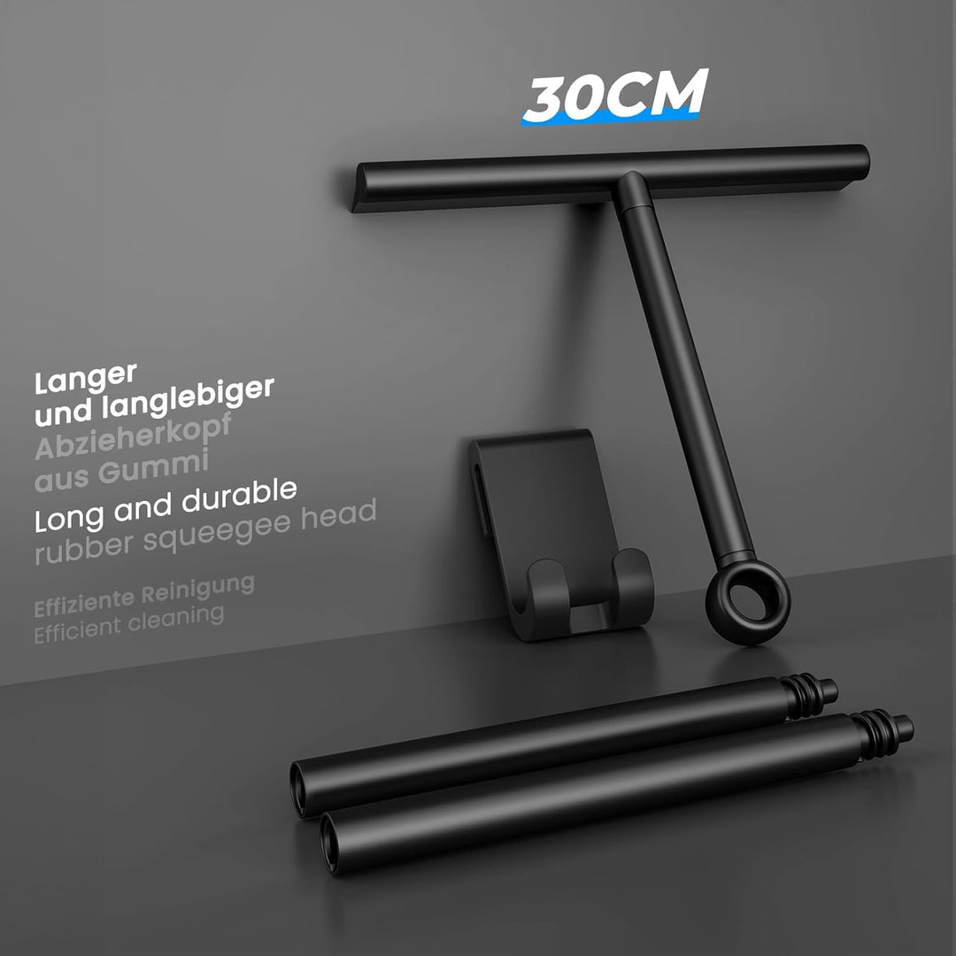 ecooe 30-61-89cm Verstellbarer Duschabzieher, Abzieher Dusche Schwarz, Abzieher Boden mit Halterung,