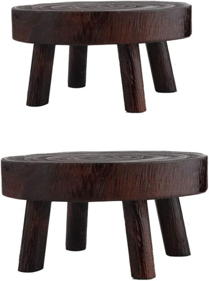 Holzpflanzständer, 20 cm rund, Innenbereich, Gartenpflanztopf Riser, kleiner Gartenhocker für den In