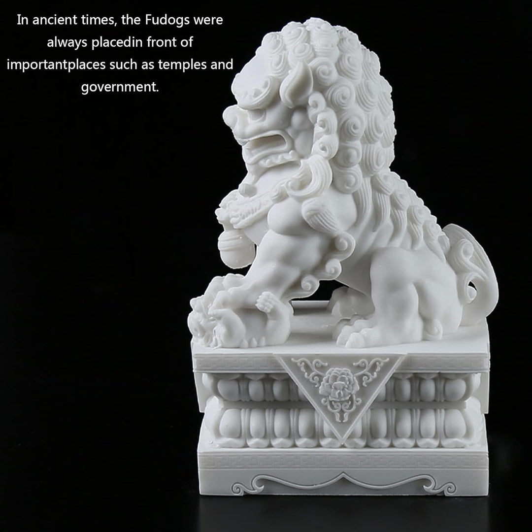 FOO Dogs Löwenstatue aus Stein,Feng Shui Schutzlöwe für Haustür, Garten & Aussendekoration, Asiatisc