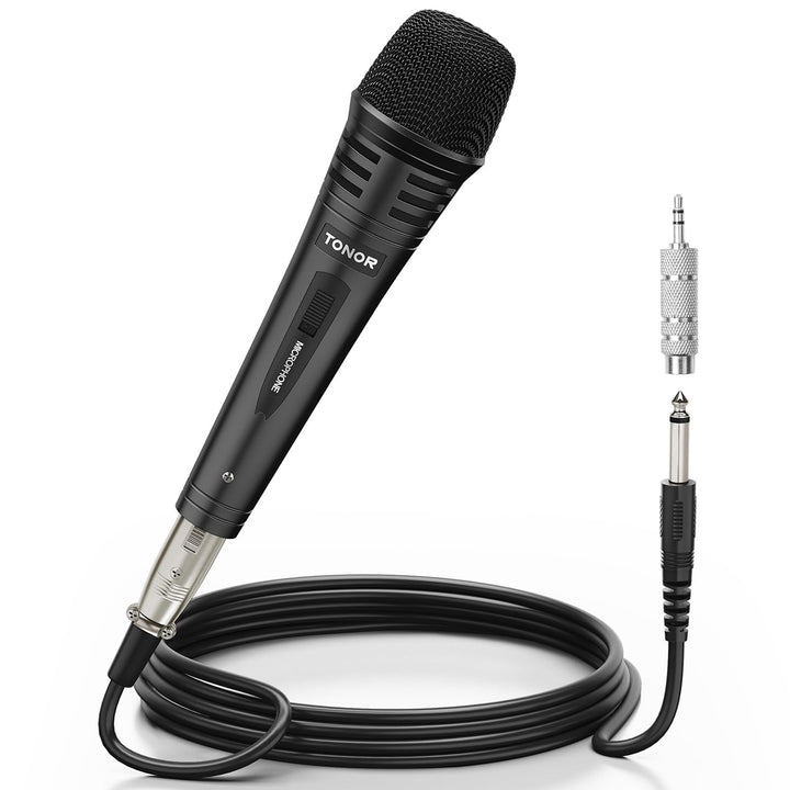TONOR Dynamischer Mikrofon mit 16ft/5m XLR Kabel, 6,35mm Klinke Handmikrofon Microphone kompatibel m
