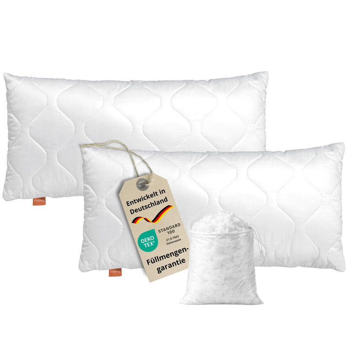 sleepling 2er Set Komfort 100 Kopfkissen, 50 x 75 cm,, waschbar bis 60 Grad, Made in EU, Füll