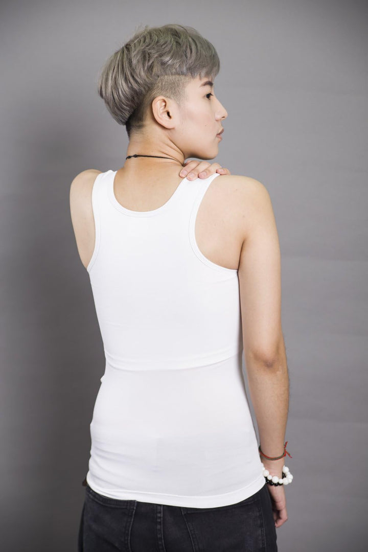 BaronHong Bambuskohle Faser Brust Binder Baumwolle Tank Top für Tomboy Trans Lesbisch 5XL Weiss, 5XL